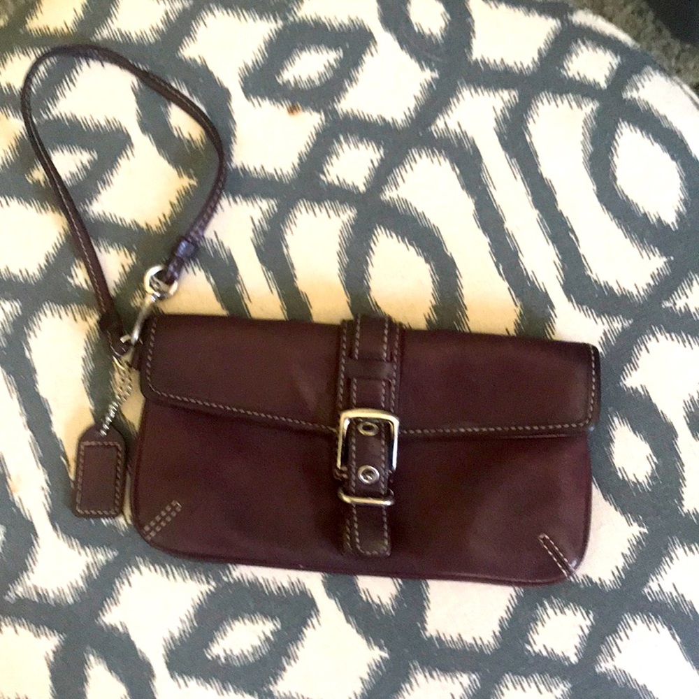 Coach brown wristlet